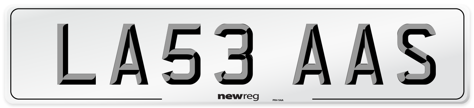 LA53 AAS Number Plate from New Reg
